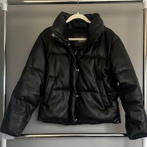 Levi's Black Quilted Faux-Leather Puffer Jacket